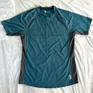 Second Skin Men’s Performance Athletic Shirt Teal Gray Size Large